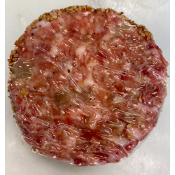 Hamburguesa de porc amb hummus de cigró